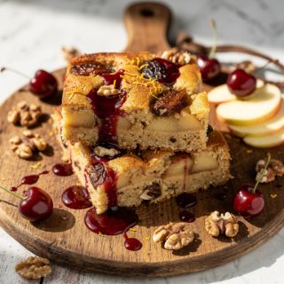 Quinoa and Apple Breakfast Casserole with Cherry Drizzle