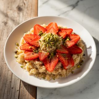 Strawberry Pistachio Breakfast Couscous