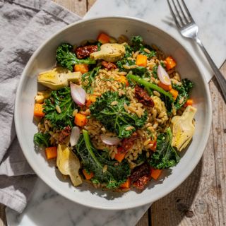 Orzo Salad with Kale Ribs