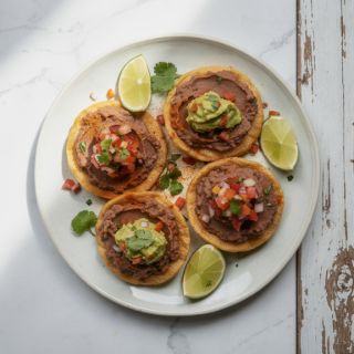 Homemade Vegan Sopes with Refried Beans
