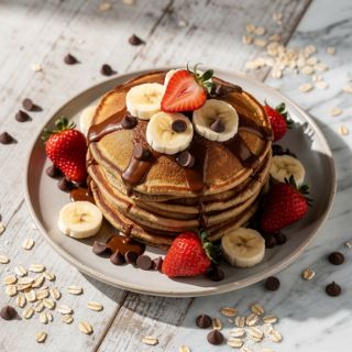 Banana-Oat Chocolate Chip Pancakes