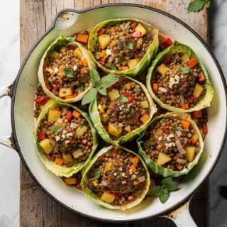 Lebanese Lentil Burgers in Cabbage Pockets