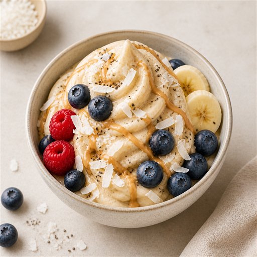 A bowl of banana nice cream with fruit