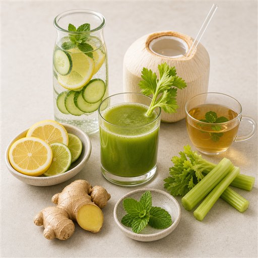 Hydrating foods and drinks with fresh ingredients